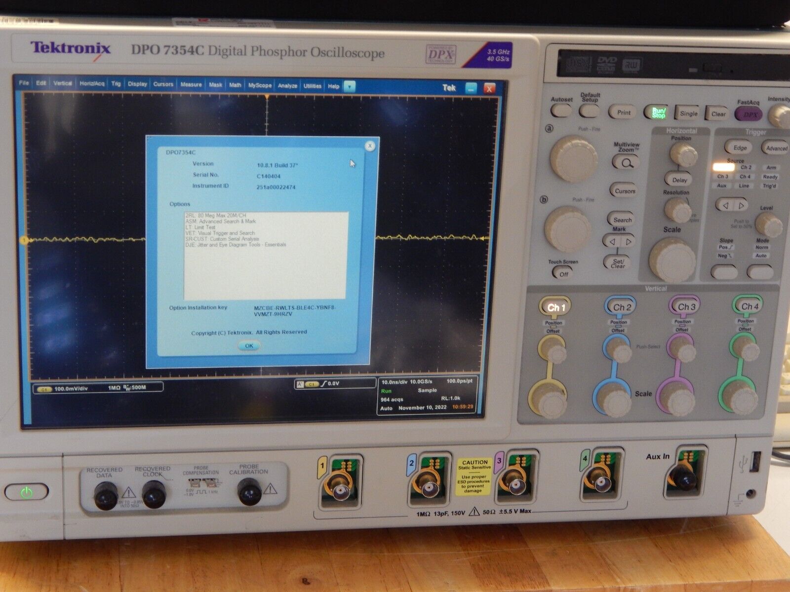 Tektronix DPO7354C 4 Channel 3.5GHz Phosphor Oscilloscope,NIST cal'd Tektronix DPO7354C 4 Channel 3.5GHz Phosphor Oscilloscope,NIST cal'd